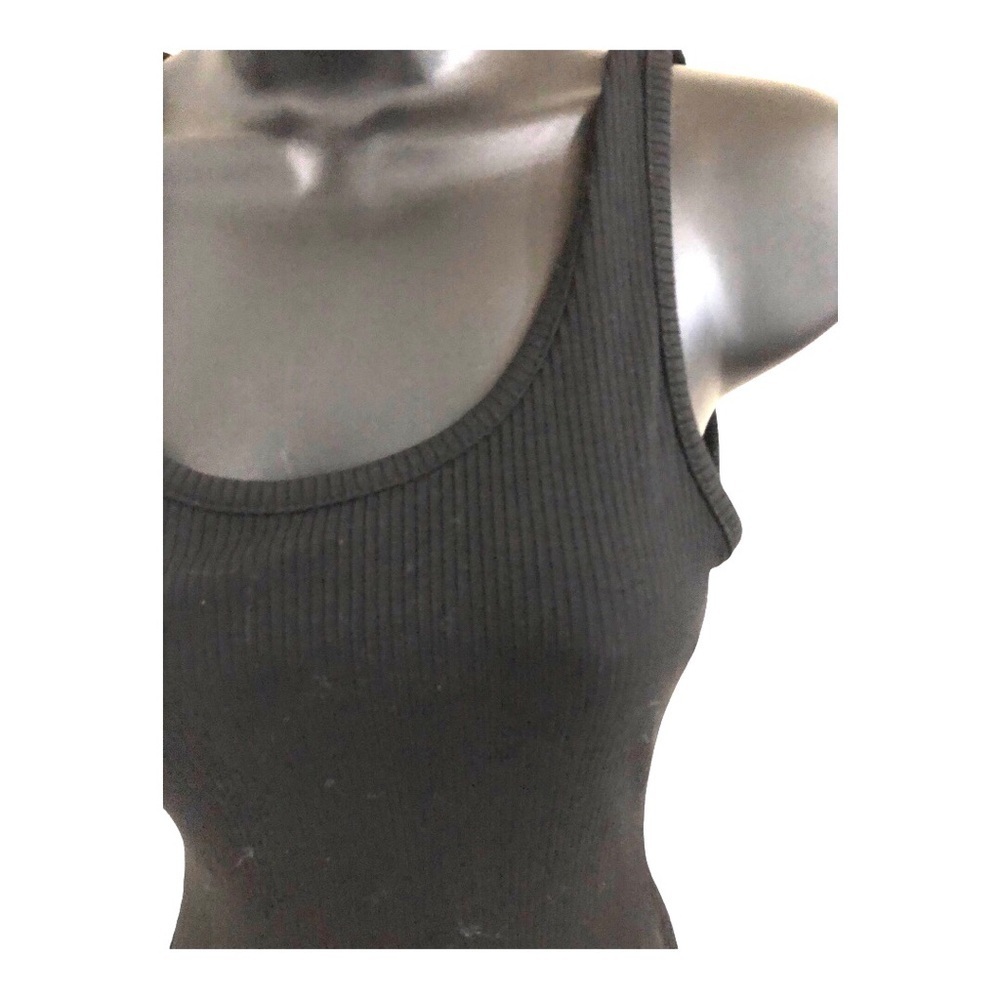 Black scoop neck ribbed sleeveless catsuit jumpsuit onesie‎ size medium new